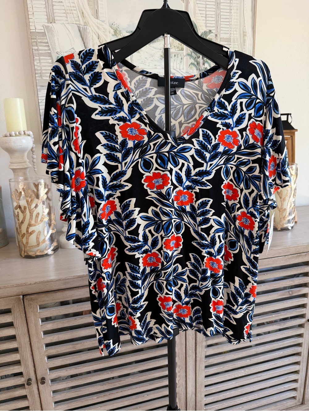 Karen Kane Flutter Sleeve V-Neck Top